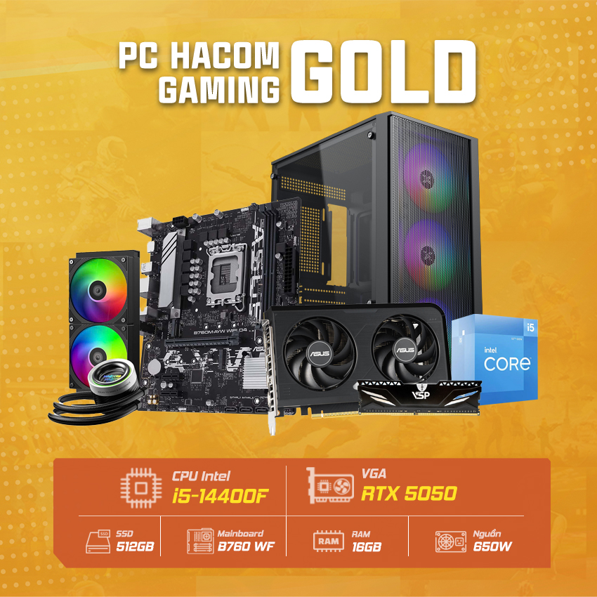PC Vi tính A – Z GOLD PRO 053 (Intel i5 14400F / Wifi / VGA RTX 5050 ) Vi tính A – Z EDITION