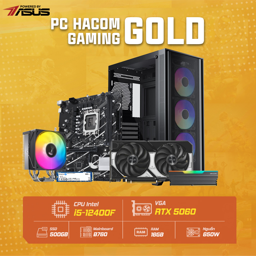 PC Vi tính A – Z GOLD PRO 063 ( Intel i5 12400F / VGA RTX 5060 ) POWERED BY ASUS