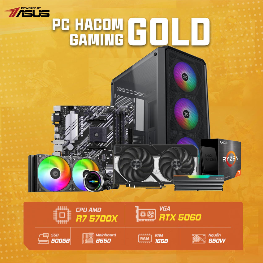 PC Vi tính A – Z GOLD PRO 064 ( Ryzen 5700X / VGA RTX 5060 / Wifi ) POWERED BY ASUS