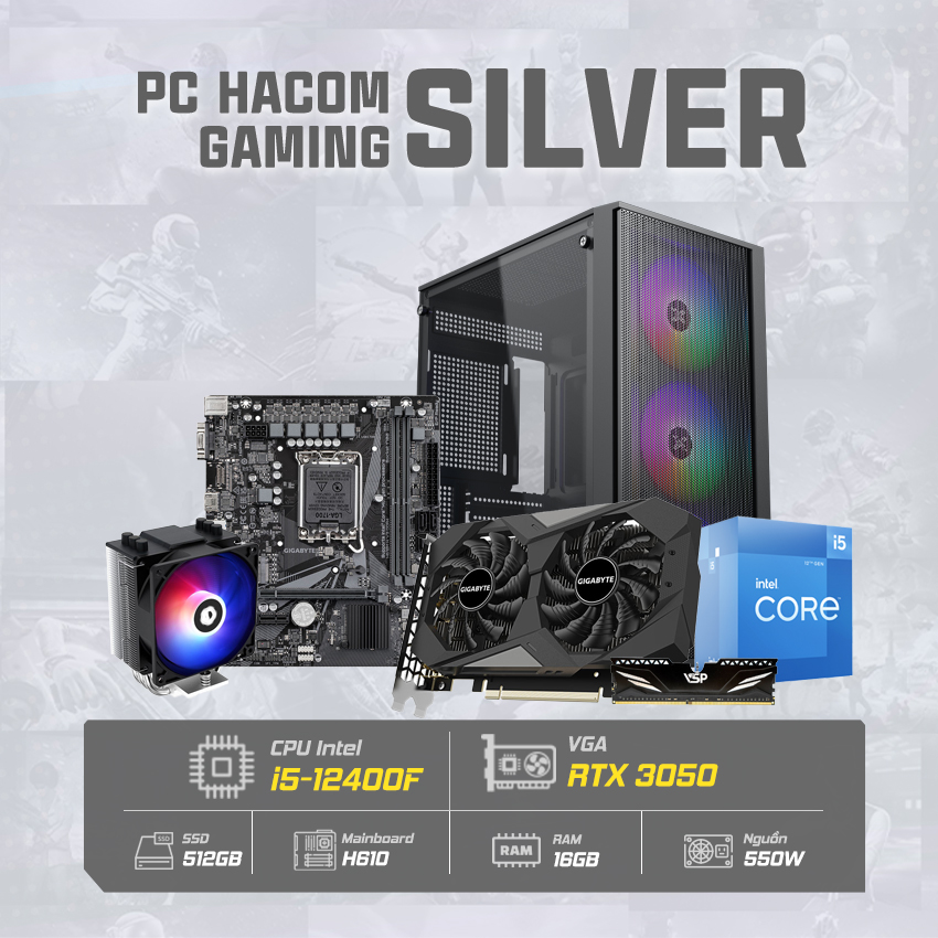 PC Vi tính A – Z SILVER PRO 031 ( INTEL I5 12400F / VGA RTX 3050 )