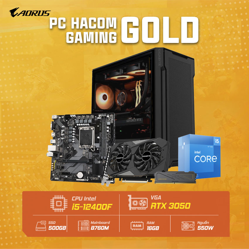 PC Vi tính A – Z GOLD PRO 044 ( Intel i5 12400F / VGA RTX 3050 ) POWERED BY GIGABYTE