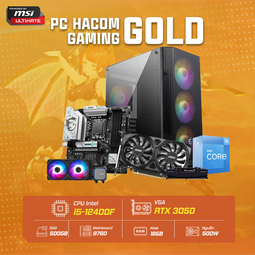 PC Vi tính A – Z GOLD 074 ( Intel i5 12400F / VGA RTX 3050 ) POWERED BY MSI
