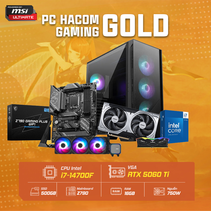 PC Vi tính A – Z GOLD 075 PRO ( Intel 14700F / VGA RTX 5060Ti 16GB ) POWERED BY MSI