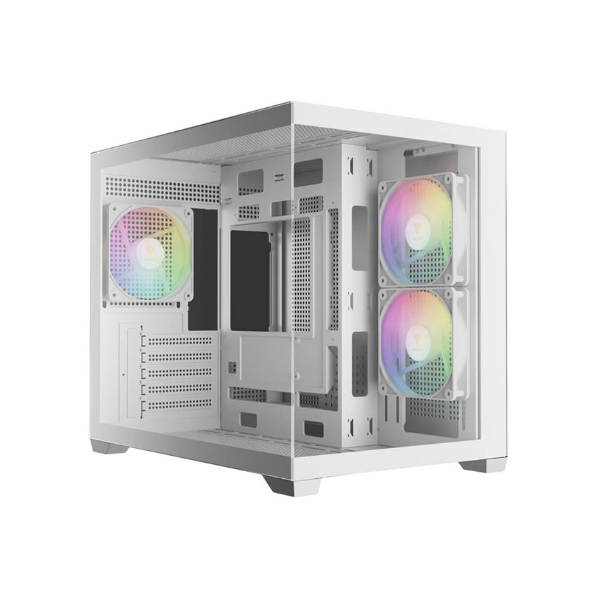 Vỏ Case GAMDIAS AURA GC10M V2 ARGB WHITE (mATX/3 fan/BTF)