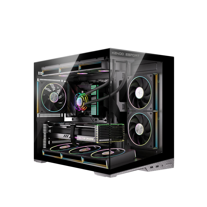 Vỏ case KENOO ESPORT MCK600 – Đen (m-ATX/0 fan)