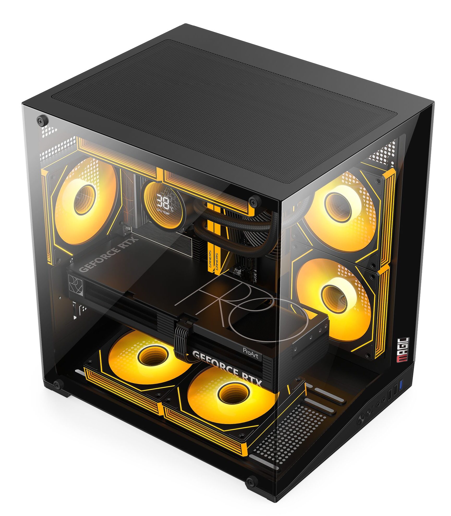 Vỏ Case Gaming Magic Zero Plus M-ATX – Thiết Kế Bể Cá, Fan Đáy Nghiêng 8–12°