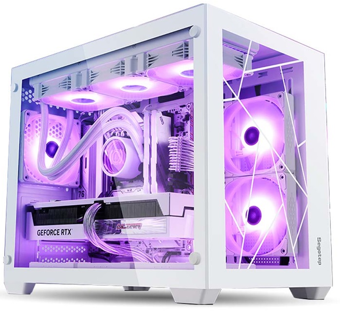Segotep LUMI II WHITE TYPE-C (MATX/Mid Tower/Màu Trắng) – Thiết kế hiện đại, hỗ trợ tản nhiệt tối ưu